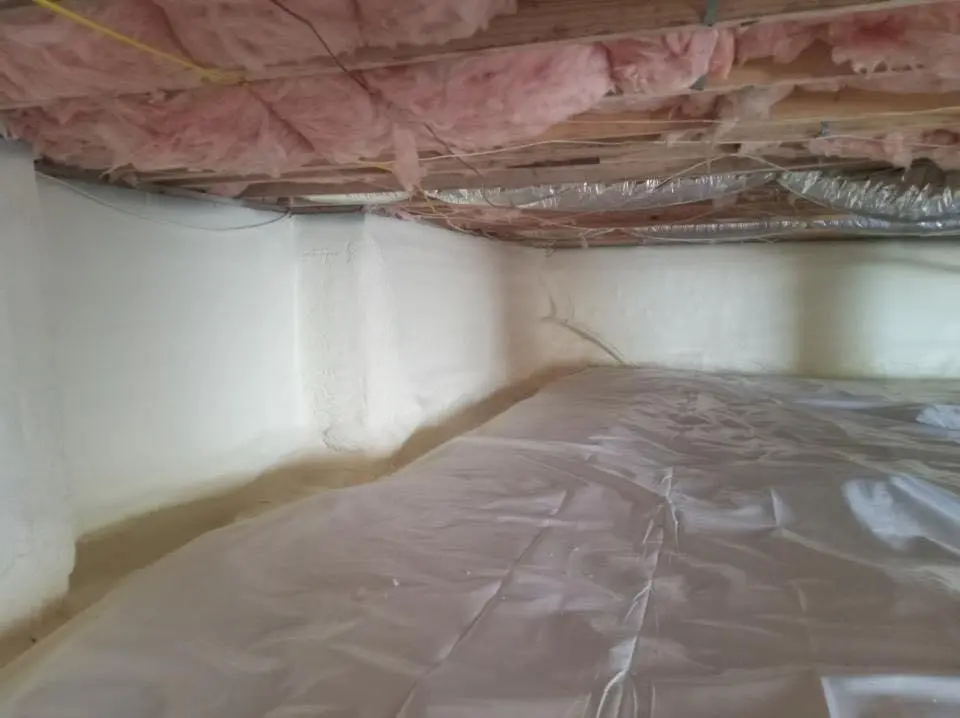 Crawl space encapsulation with closed-cell spray foam for Commercial Roof Restoration in Steelton